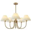 KCO Lighting - Lampadario a sospensione grande plissettato in ottone dorato con 5 luci Sputnik, lampada moderna a isola da cucina, illuminazione classica bianca per sala da pranzo, soggiorno