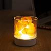 Ulalaza Lampada a colori caldi con fuoco di sale naturale dell'Himalaya globale con pezzi di sale grezzo, include interruttore dimmer, cavo della lampadina, idea regalo unica