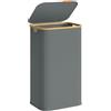 SONGMICS Cesto Portabiancheria con Coperchio, Porta Biancheria Pieghevole, Tessuto Oxford, Telaio in Bambù, Lavanderia, 100 L, 42 x 32 x 70,5 cm, Grigio Ardesia LCB518GN01
