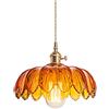 S-Cevada Lampadario a sospensione in cristallo di loto Lampada a sospensione a soffitto con paralume in vetro vintage industriale E27 Finitura in ottone a 1 luce (Ambra)
