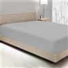 Home Tresor - Lenzuolo Matrimoniale Sotto con Angoli Invernale in Flanella, 100% Cotone Felpato Caldo e Morbido Due Piazze 170/180 x 200 cm. Tinta Unita Grigio