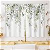 oolygoo - Tende da cucina con fantasia di foglie di eucalipto ad acquerello, tende corte per bagno, sala da pranzo, stile country, 66 x 76,2 cm