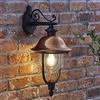 Biard Verona Applique Murale A Sospensione Stile Lanterna in Nero con Testa in Rame (Finitura) con Lampadina a Filamento LED 4W Gratuita - Lampada IP44 (Impermeabile) per Esterni