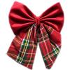 Russo Tessuti Fiocco Decorativo Fuoriporta Puntale Albero Natale Velluto Scozzese Tartan Rosso