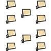 toobettp 10PCS 200W Faretto LED da Esterno, Faro LED Esterno 20000LM 3000K Bianco Caldo Faretti IP66 Impermeabile per Giardino Garage Parcheggio Cortile