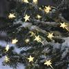 Lights4fun Catena di Luci con Stelle e 50 Micro LED Bianco Caldo a Pile con Timer Decorazione Natalizio per Interni ed Esterni
