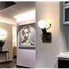 Partenopea® Applique lampada moderna da parete con omino decorativo e portalampada attacco per lampadine E27 (Omino che salta, Nero)