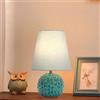 XINYASEE Lampada da tavolo in ceramica semplicità,Lampada da comodino vintage con paralume in tessuto,Lampada Da Scrivania Per la Casa Per Camera Da Letto,Soggiorno，E27 (Blu-verde)
