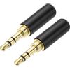 QUARKZMAN 2Pcs Spinotto Maschio Stereo 3.5mm 3 Poli Metallico Con Saldatura Per Riparazione, Connettore Audio DIY Per Cavo Di Cuffie Microfono E Riparazione, Nero