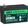 Green Cell CUBE LiFePO4 Batteria 7Ah 12.8V - Batteria al litio di ferro fosfato per camper, barche, impianti solari, sistemi off-grid, con BMS, leggera e sicura
