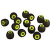 Xcessor (M 7 paia (14 pezzi) di ricambio in silicone per auricolari in-ear di medie dimensioni, gommini di ricambio per cuffie intrauricolari popolari, nero/verde