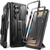 Tongate Custodia Compatibile per Samsung Galaxy S25 Ultra, [Proteggi Schermo Integrato e Cover Fotocamera Scorrevole] [2 Cornici Anteriori] Custodia Antiurto con Supporto e Clip da Cintura, Nero