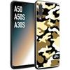 CUSTOMIZZA - Custodia cover nera morbida in tpu compatibile per Samsung A50 - A50S - A30S camouflage mimetico militare giallo desert brown