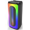Majestic FLAME 2 PRO - Party speaker bluetooth, 9 effetti luci LED, ingressi USB/microSD/MIC, Telecomando, Microfono a filo, Batteria ricaricabile, funzione TWS, Impugnatura per il trasporto