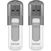 Lexar JumpDrive V100 - Unità flash USB 3.2 Gen 1 da 128 GB, confezione da 2, per espansione e backup di archiviazione, fino a 100 MB/s in lettura, grigio (LJDV100128G-B2HNU)