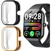 Blueshaweu Custodia per smartwatch P99,flessibile TPU protezione completa con pellicola protettiva antigraffio Custodia compatibile con Motast/Jugeman/Togala/Fempoin P99 (Nero+Oro Rosa)