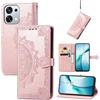Fertuo Cover per OPPO A6 Pro 5G, Custodia Portafoglio a Libro in Pelle Flip Case con Porta Carte, Chiusura Magnetica e Stand [Disegni di Mandala] Interno Silicone Sottile Antiurto, Oro Rosa