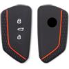 Lage Cover per Chiave Compatibile con Volkswagen Golf 8 Cupra Formentor Seat Leon Ateca Tarraco Skoda Octavia, Custodia in Silicone Protettiva, Guscio in Gomma per Telecomando 3 Tasti - Nero