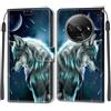 KENHONER Cover Compatibile con Xiaomi Redmi A3 / A3x, Premium Pelle PU Portafoglio Flip Libro Custodia per Redmi A3 / A3x [Protezione Completa] - Lupo
