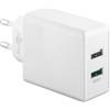 goobay 44957 2 caricabatterie USB Quick Charge (QC 3.0) da 28 W, ricarica rapida fino a 4 volte più veloce, bianco