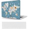HLAAJJX Custodia per Nuovo Macbook Pro 16 pollici 2023 2021 Pubblicazione Modello M1 A2485/A2780 M2 con Touch ID, Copertina Rigida in Plastica Protettiva e Tastiera Cover, Mappa del Mondo