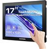 NORQIN Monitor Touchscreen Industriale 17 Pollici,Display LCD IP65 Impermeabile con Touch Capacitivo 10 Punti,Montaggio VESA,HDMI/VGA/DVI/USB,Schermo Robusto per Chioschi,POS,Medicale & Industriale