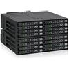 Icy Dock Gabbia backplane, Robusto Rack Mobile, Enclosure Rack in Metallo per 16 unità SSD / 2,5 SATA/SAS HDD in 2 alloggiamenti da 5,25 con connettore miniSAS HD - ToughArmor MB516SP-B