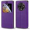 Shantime Custodia Flip in Pelle con Finestra Compatibile con Ulefone Armor X16, Display Visibile, Chiusura Magnetica Invisibile e Slot Carta(Viola)