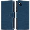 Shantime Custodia in Pelle PU a Righe Compatibile con Wiko Sunset 2, Cover Portafoglio con Chiusura Magnetica, Scomparti Carte e Funzione Stand (Blu)
