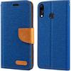 Shantime Custodia Flip in Tessuto Oxford e Pelle PU Compatibile con Asus Zenfone 5z ZS620KL, Cover Protettiva con Chiusura Magnetica e Tasche per Carte