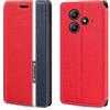 Shantime Custodia Flip in Pelle PU Bicolore con Chiusura Magnetica Invisibile Compatibile con Blackview Oscal Marine 2, Cover Elegante e Protettiva (Rosso)
