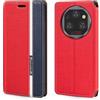 Shantime Custodia Flip in Pelle PU Bicolore con Chiusura Magnetica Invisibile Compatibile con Oukitel WP39 Pro 5G, Cover Elegante e Protettiva (Rosso)