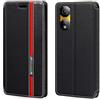 Shantime Custodia Flip in Pelle PU Bicolore con Chiusura Magnetica Invisibile Compatibile con ZTE Nubia Neo 2 5G Z2352N, Cover Elegante e Protettiva (Nero)