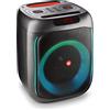 NGS WILD SWAG - Altoparlante Potente, Altoparlante Portatile Compatibile con la Tecnologia Bluetooth 5.0, True Wireless Stereo, Luci e Display a LED, USB, TF Audio e Aux-in, 24x23x30 cm, 80 W, Nero