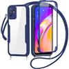 FERLAN Cover per Oppo F19 Pro Plus/Reno5 Z/A94 5G/A95 5G con Cordino, 360 Gradi Antiurto Custodia con Protezione Schermo Integrata Trasparente Rugged TPU Bumper Doppia Protettiva Cover per Oppo A94 5G -Blu