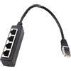 Goshyda Adattatore Splitter RJ45 da 1 Maschio a 4 Femmine, Cavo di Rete CAT7, Nucleo Placcato Oro, per Tutte Le Reti, per Hub TV ADSL Set Top Box