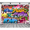 BELECO 2.5x1.8m Tessuto Graffiti Sfondo anni '80 anni '90 Decorazioni per feste a tema Hip Hop Sfondo Graffiti Hip Hop Sfondo Urban Street Art Graffiti Decorazione festa di compleanno