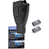 mt key Telecomando per chiave auto con telecomando a 2 pulsanti, 2 micropulsanti, 2 batterie CR2025, per Mercedes Benz