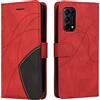 XINNI Cover Protettiva per Oppo Find X3 Lite Case, retrò Cellulare Custodia Libro Antiurto in Flip Pelle PU/TPU, Portafoglio Flip Magnetica, Rosso