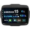 BXLIYER SXAUTO [6GB+128GB] Android 15 Autoradio Per Jeep Renegade (2015-2018) - Senza fili CarPlay/Android Auto - LED Camera + MIC - DAB Fast-boot Volante 360-Camera AHD WIFI DSP - 2 Din IPS 9 Pollici