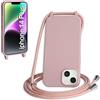 WenBaby Cover Compatible con iPhone 14 Plus,Cellulare Girocollo Custodia con Cordino TPU Corda Silicone Case Bumper per iPhone 14 Plus Custodia, Rosa sabbia