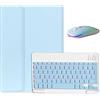 HLTOOP Custodia con Tastiera per Lenovo Tab M10 3a Generazione 10.1 TB328FU, Tastiera Wireless Retroilluminata Staccabile con Cover Protettiva Magnetica, Mouse Ricaricabile,Blu