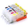 vhbw cartucce vuote ricaricabili multicolore compatibile con Canon Pixma IX6800, IX6850, MG5400 stampante CISS (compatibile, confezione da 5 + chip)