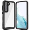 SC E-COMMERCE Cover Fronte-Retro Per Samsung Galaxy S22 Trasparente con Bordi Neri + Cordino da Polso - Resistente a Urti, Sporco, Graffi e Ideale per Attività Outdoor e Subacquee - Sport - Screen Protector