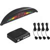 Generico KIT 4 SENSORI DI PARCHEGGIO RETROMARCIA UNIVERSALI NERI CON DISPLAY LED + SUONO