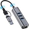 Reagle Adattatore da USB-C a 2,5 G Ethernet, 2,5 Gbps LAN RJ45, 3 x USB 3.2 Gen1, HUB 4 in 1 adattatore di rete per MacBook, iPad Pro, Dell XPS, Surface, Windows e Android
