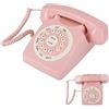 Akozon Telefono vintage rosa, telefono fisso retrò ad alta definizione di qualità per chiamate con filo Stile vintage per ufficio a casa Rosa classico europeo antico con filo con grandi