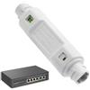 Generico Ripetitore Poe | Estensione Ethernet 10/100Mbps 48V, Lunga Distanza con Trasmissione Dati, Amplificatore Poe, Forniture di Rete e Riproduzione, per sistemi di Sicurezza