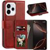 UOGNADGD Custodia in Pelle a Libretto Compatibile con OPPO Reno 15C 5G China Portafoglio con Slot per Carte, Chiusura Magnetica, RFID Antiurto (Rosso)