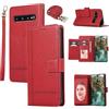 Beajew Cover Samsung Galaxy S10 Plus con Cordino, Flip Portafoglio Custodia Pelle [Specchio] [6 Porta Carte] [Chiusura Magnetica] Pelle Flip con [Funzione di Supporto] - Rosso